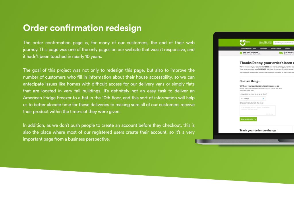 Order confirmation optimisation