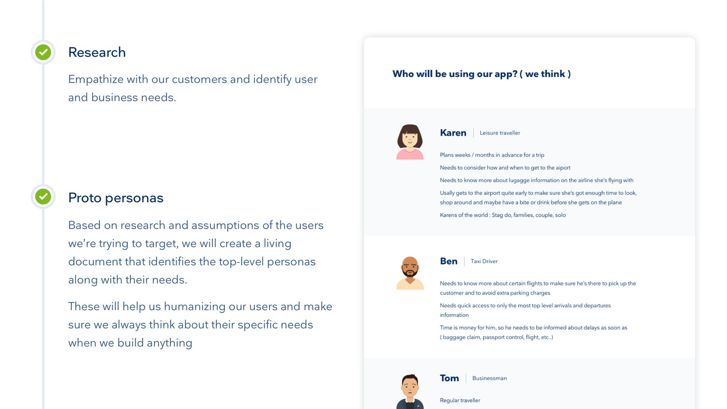 Proto personas built from research and assumptions