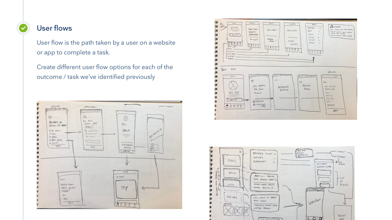 User flows for each task